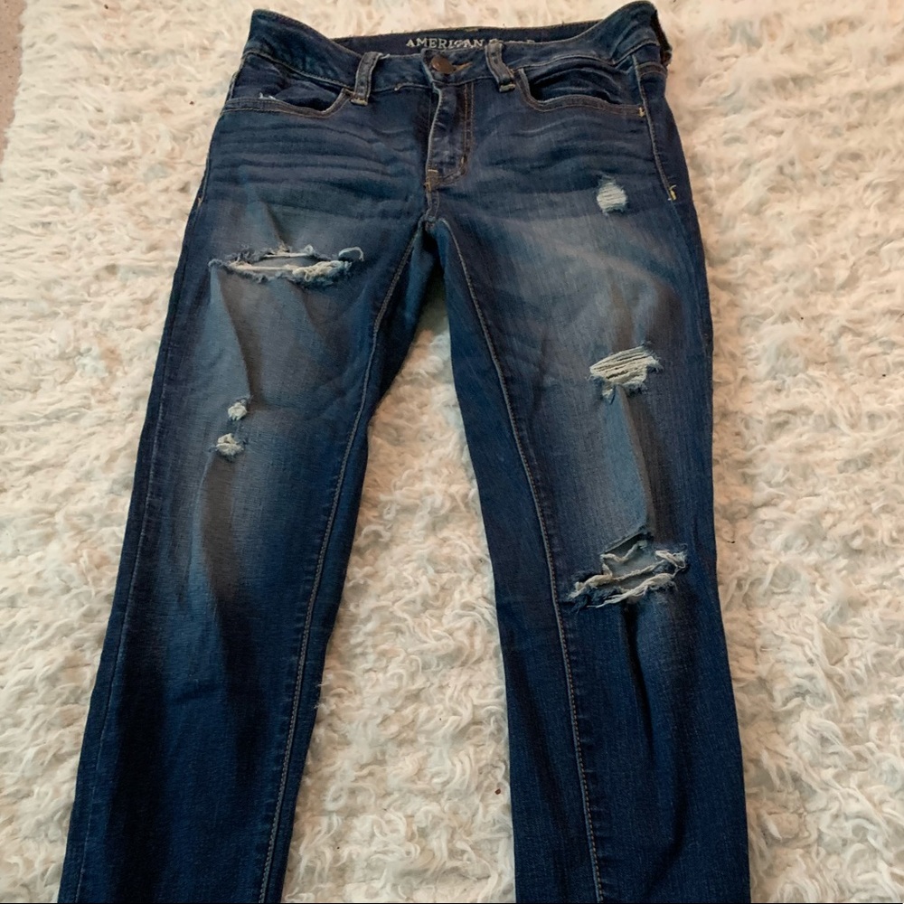 American Eagle dark wash ripped skinny jeans